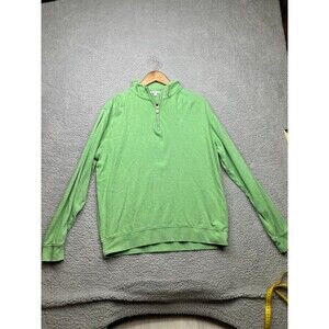 Peter Millar 100% cotton 3/4 zip pullover light green with blue logo cAc sz LG